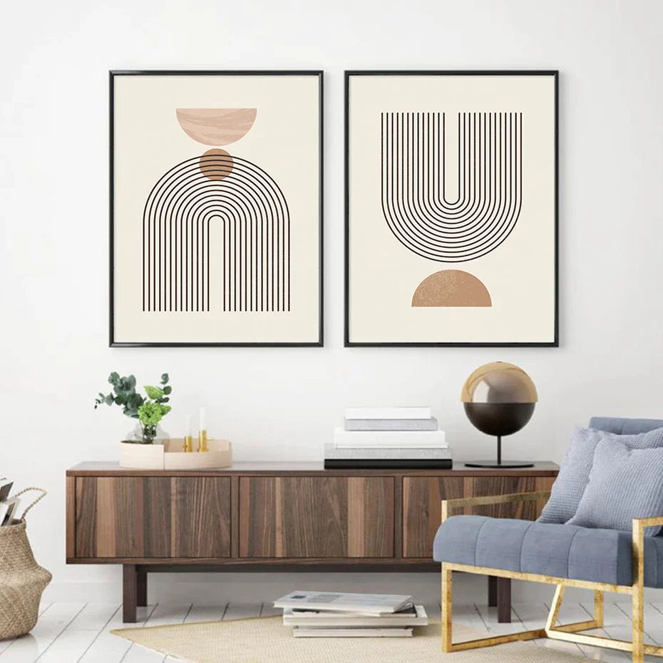 Affiches style nordique minimaliste avec formes géométriques